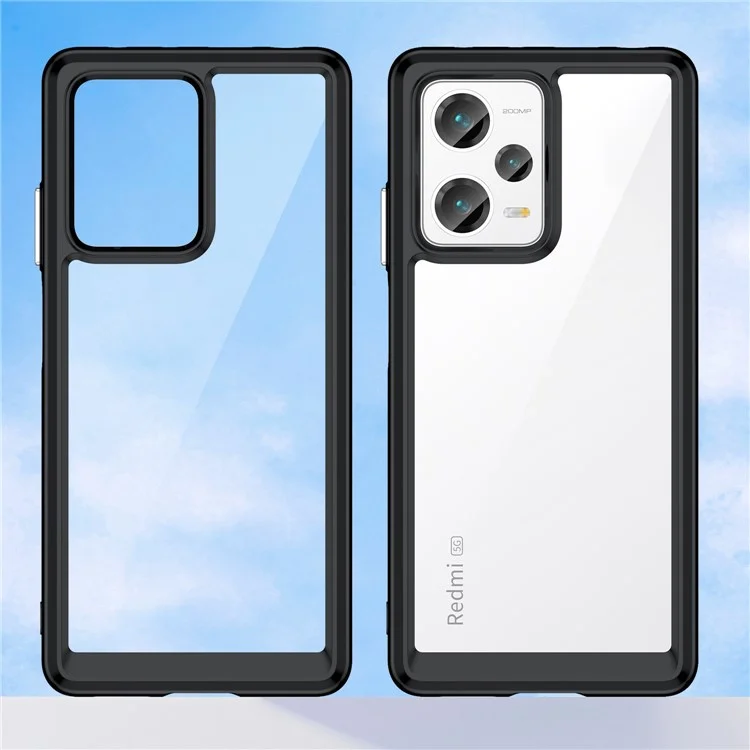 Чехол для телефона Xiaomi Redmi Note 12 Pro+ 5G, ударопрочный TPU-бампер + защитная акриловая задняя крышка - черный