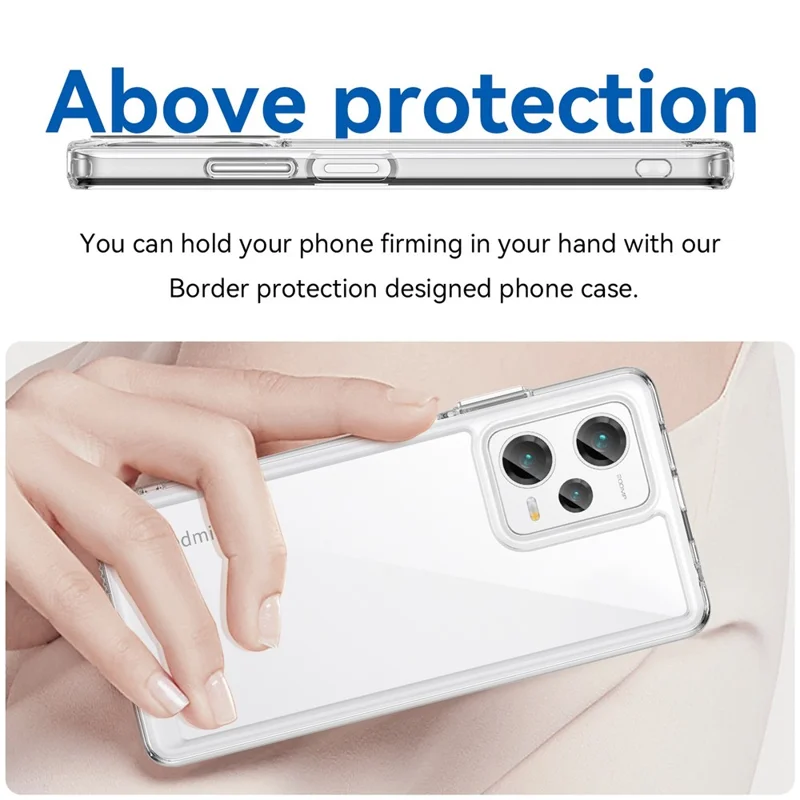 For Xiaomi Redmi Note 12 Pro+ 5G Phone Case, Drop-proof TPU Bumper+Acrylic Back Protective Cover - Transparent
