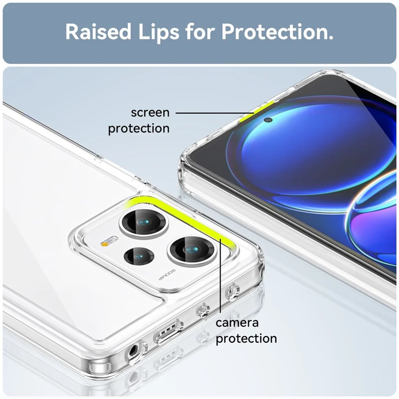 For Xiaomi Redmi Note 12 Pro+ 5G Phone Case, Drop-proof TPU Bumper+Acrylic Back Protective Cover - Transparent