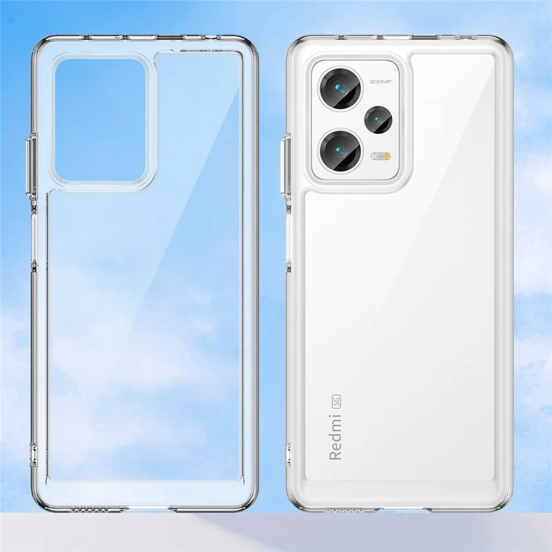 For Xiaomi Redmi Note 12 Pro+ 5G Phone Case, Drop-proof TPU Bumper+Acrylic Back Protective Cover - Transparent