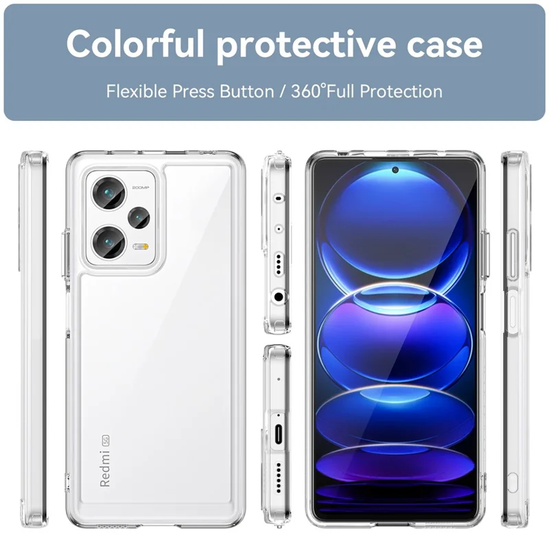 For Xiaomi Redmi Note 12 Pro+ 5G Phone Case, Drop-proof TPU Bumper+Acrylic Back Protective Cover - Transparent