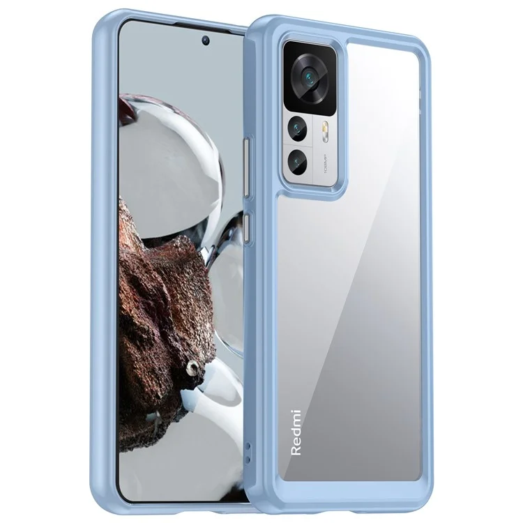 For Xiaomi 12T 5G Phone Case, Fall Proof Cellphone Shell TPU Bumper+Acrylic Back Protective Cover - Blue