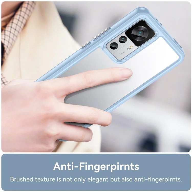 For Xiaomi 12T 5G Phone Case, Fall Proof Cellphone Shell TPU Bumper+Acrylic Back Protective Cover - Blue