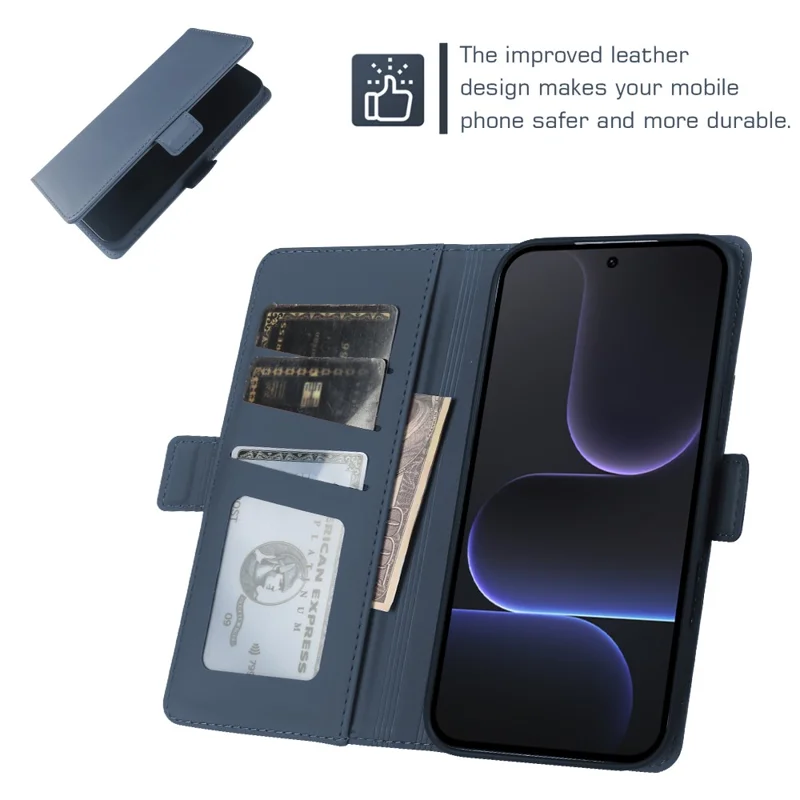 Cover portafoglio in pelle per Honor 500 5G con supporto, custodia touch in TPU + PU - Blu