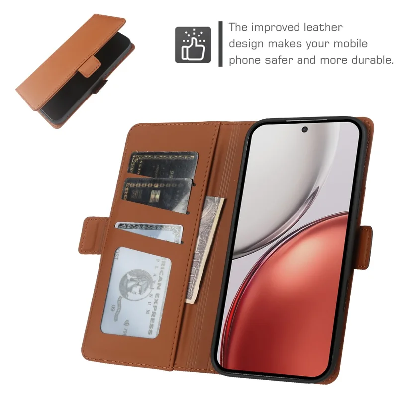 For Honor X70 5G  /  X9d 5G  /  Magic8 Lite 5G Leather Case Wallet Stand TPU + PU Skin-touch Cover - Brown