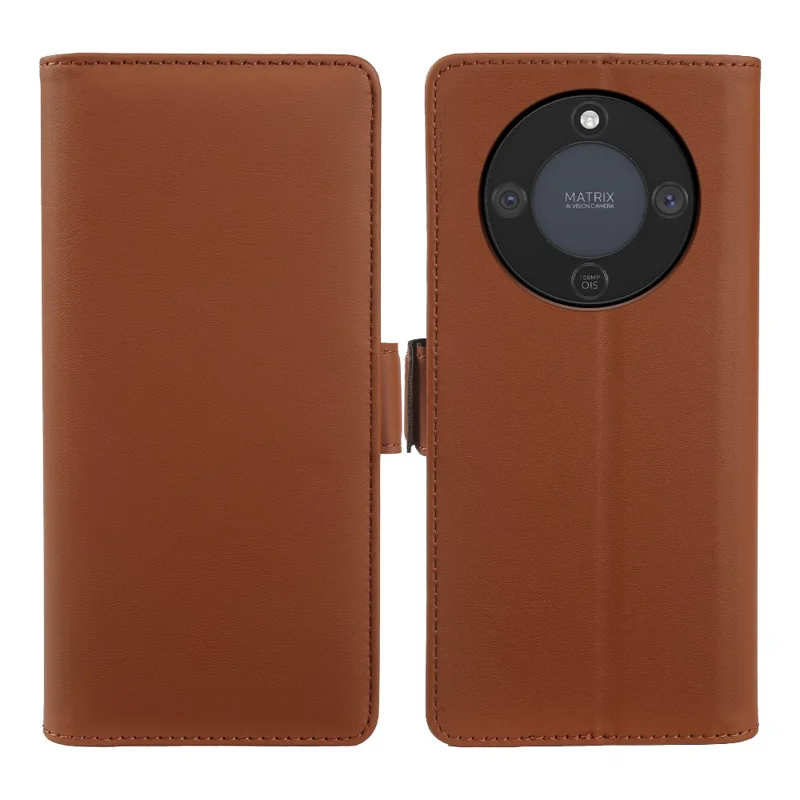 For Honor X70 5G  /  X9d 5G  /  Magic8 Lite 5G Leather Case Wallet Stand TPU + PU Skin-touch Cover - Brown