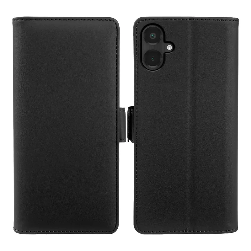 Cover in pelle con portafoglio e supporto per Samsung Galaxy A06 5G, custodia TPU + PU con rivestimento touch nera
