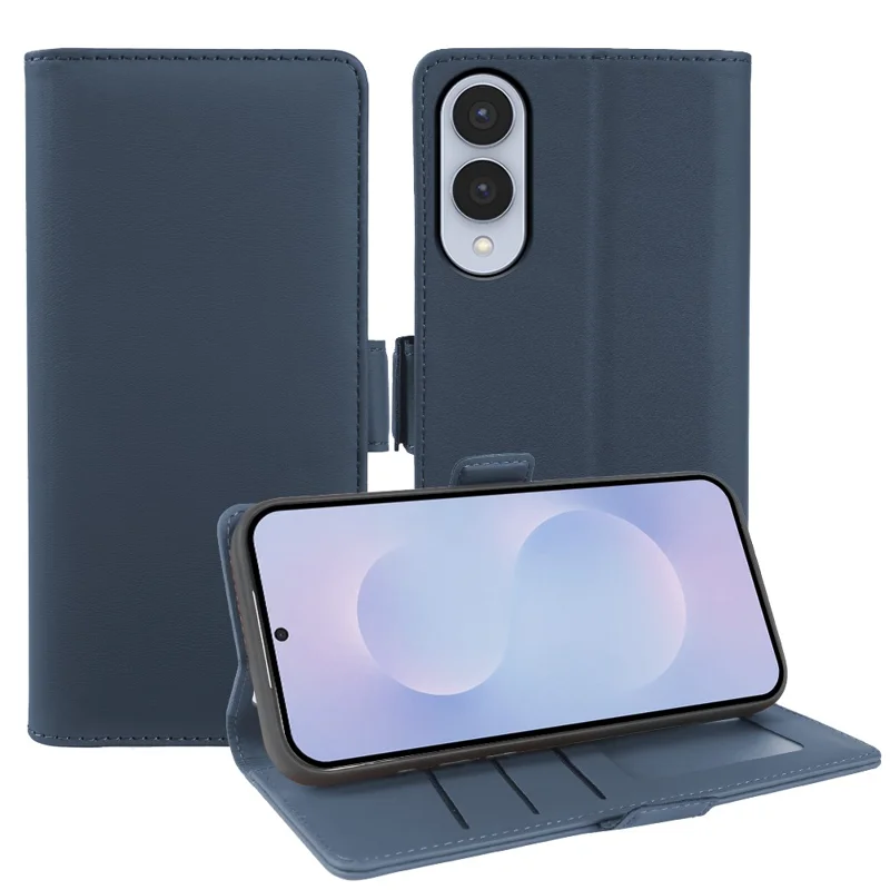 For Samsung Galaxy S25 Edge Leather Case Wallet Stand TPU + PU Skin-touch Cover - Blue