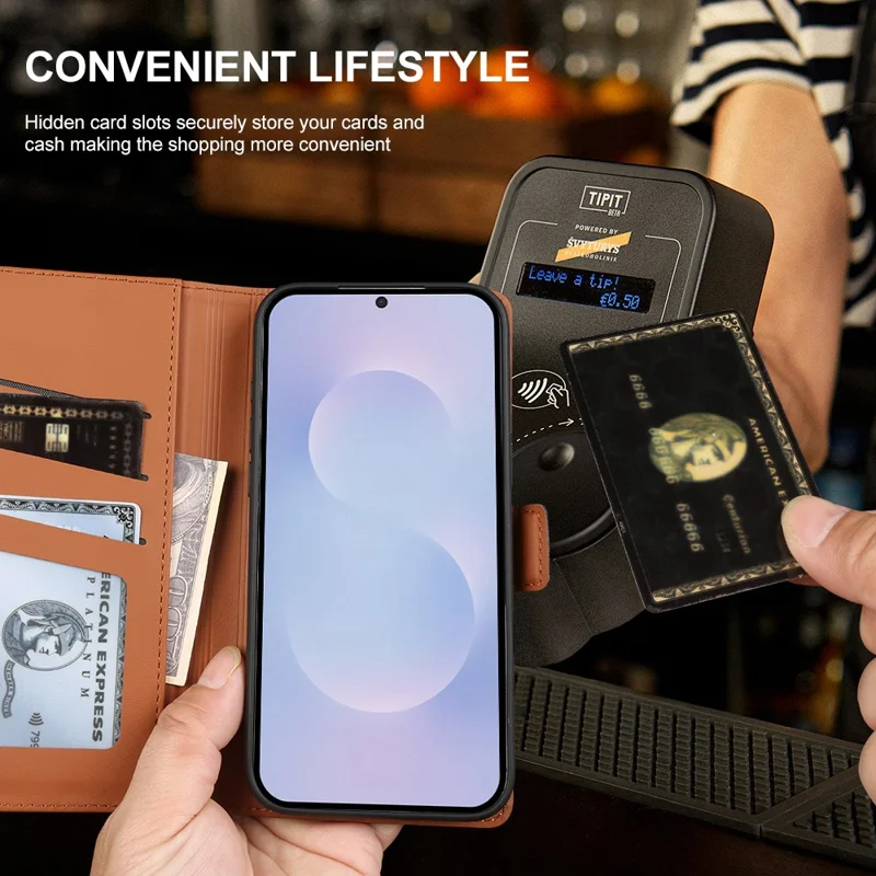 For Samsung Galaxy S25 Edge Leather Case Wallet Stand TPU + PU Skin-touch Cover - Blue