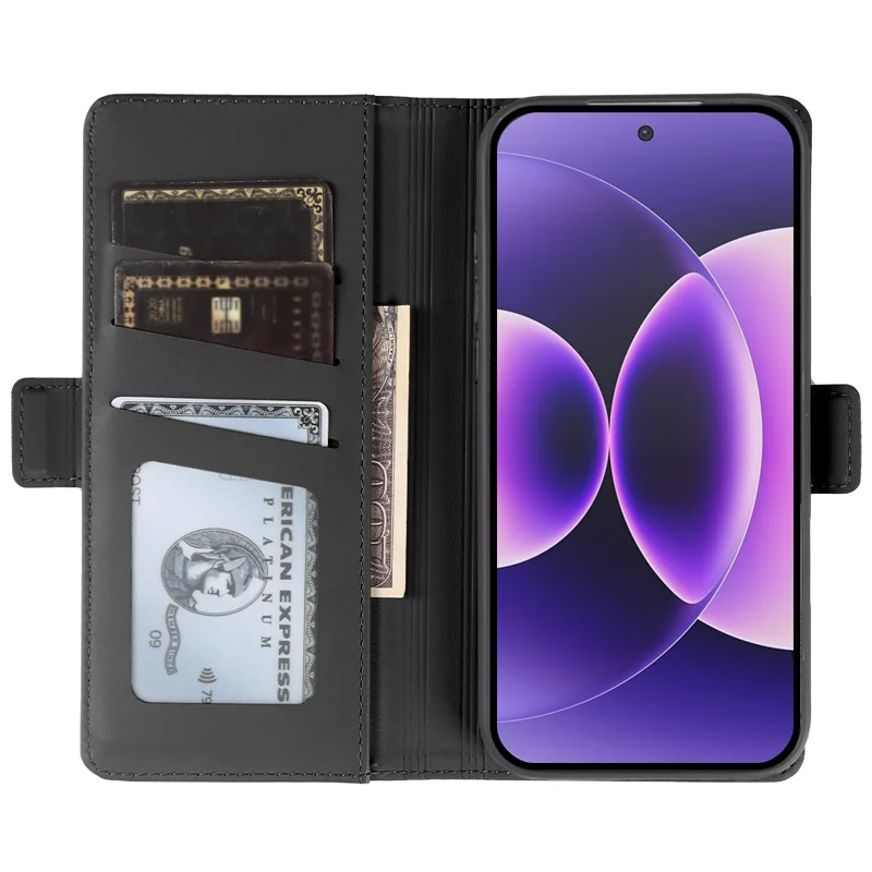 Per Xiaomi 17 Custodia Portafoglio in Pelle con Supporto Cover Tattile in TPU + PU - Nero