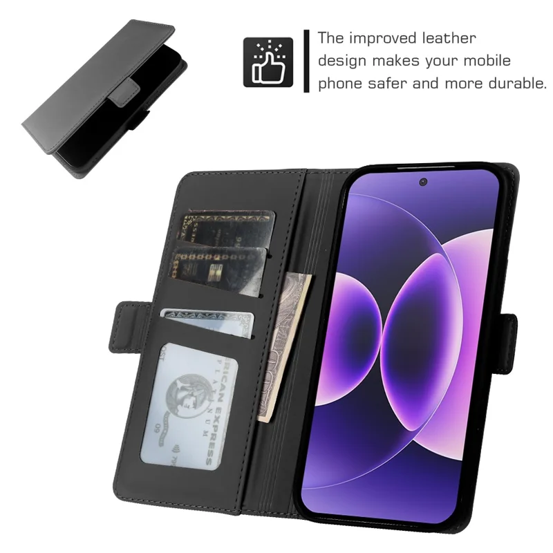 Per Xiaomi 17 Custodia Portafoglio in Pelle con Supporto Cover Tattile in TPU + PU - Nero