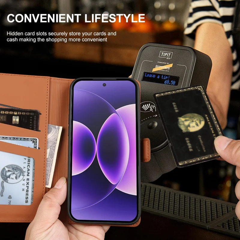 Per Xiaomi 17 Custodia Portafoglio in Pelle con Supporto Cover Tattile in TPU + PU - Nero