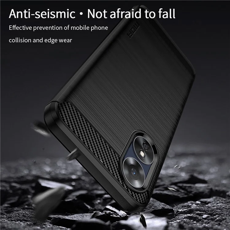 MOFI JK TPU Series-1 Per Oppo A17k 4G / A17 4G Texture in Fibra di Carbonio TPU Flessibile Case Antidrotena Antidrotene - Nero