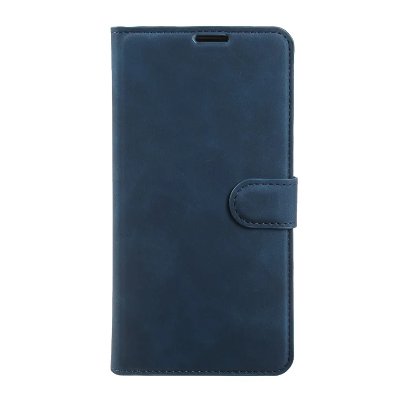 For iPhone 16 Pro Max Wallet Stand Case Card Slots Skin-feel TPU + PU Leather Flip Cover - Blue
