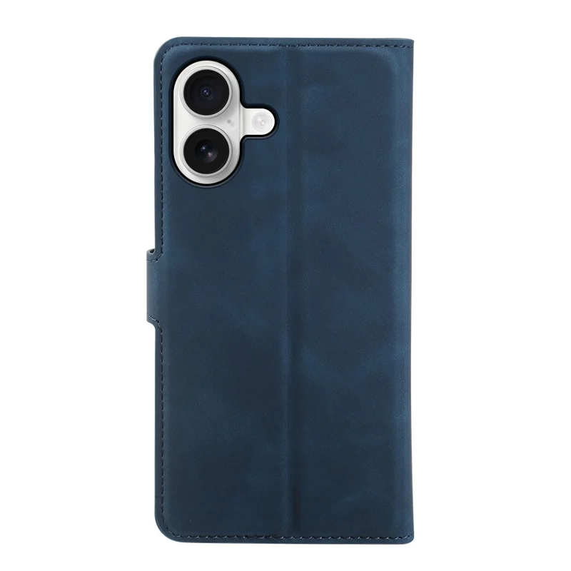 Coque portefeuille avec support pour iPhone 17, coque rabattable en cuir PU et TPU avec effet peau et emplacements pour cartes - Bleu