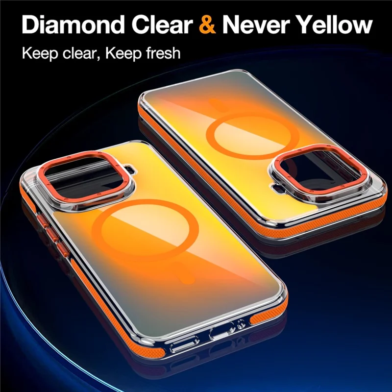 For Xiaomi 15T Pro Magnetic Case Cute Fluorescent Design TPU Acrylic Phone Back Cover - Orange
