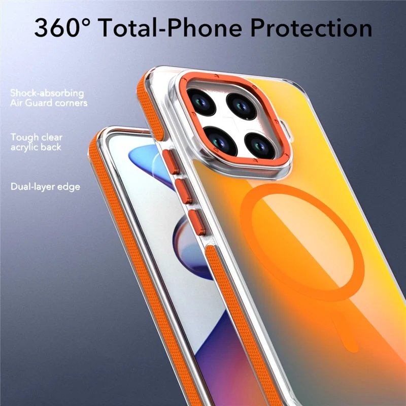For Xiaomi 15T Pro Magnetic Case Cute Fluorescent Design TPU Acrylic Phone Back Cover - Orange