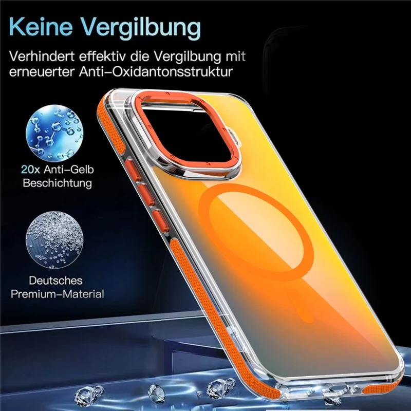 For Xiaomi 15T Pro Magnetic Case Cute Fluorescent Design TPU Acrylic Phone Back Cover - Orange