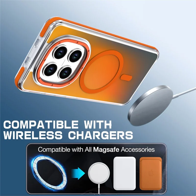 For Xiaomi Redmi Note 15 Pro+ 5G (Global) Magnetic Case Cute Fluorescent Design TPU Acrylic Phone Back Cover - Orange