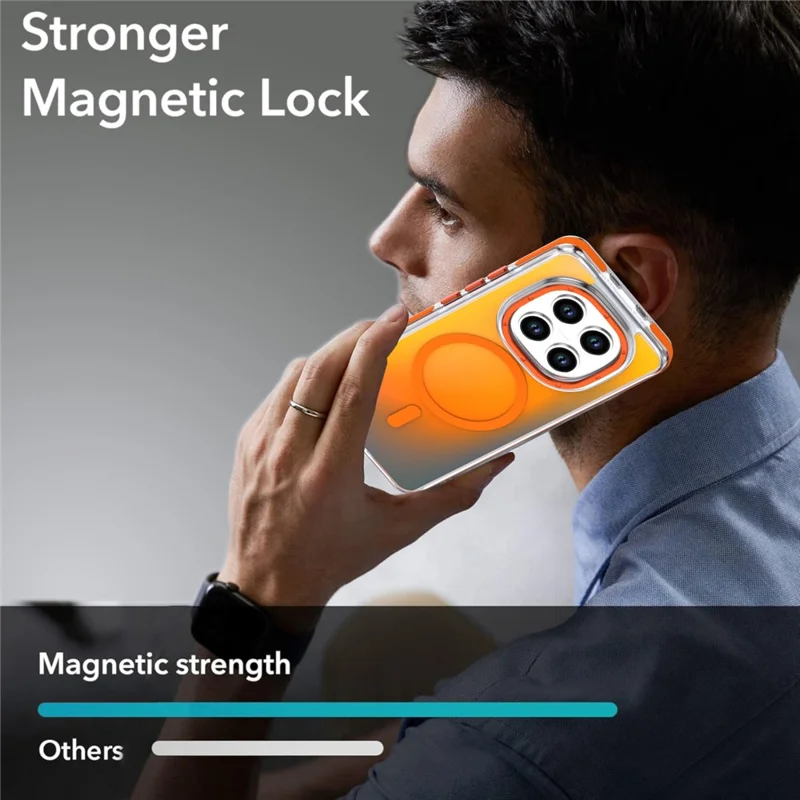 For Xiaomi Redmi Note 15 Pro+ 5G (Global) Magnetic Case Cute Fluorescent Design TPU Acrylic Phone Back Cover - Orange