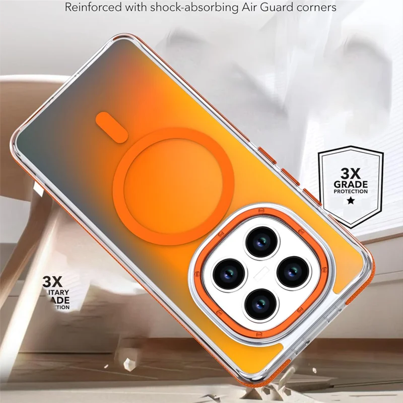For Xiaomi Redmi Note 15 Pro+ 5G (Global) Magnetic Case Cute Fluorescent Design TPU Acrylic Phone Back Cover - Orange