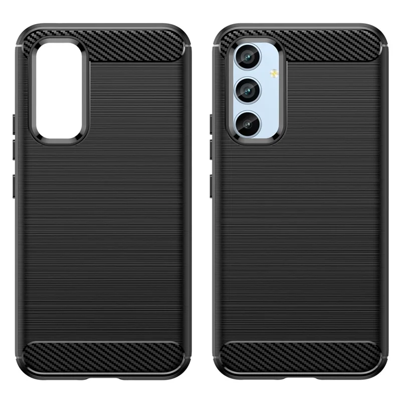 For Samsung Galaxy A54 5G Carbon Fiber Texture Bump Proof TPU Protective Phone Cover Brushed Mobile Phone Case - Black