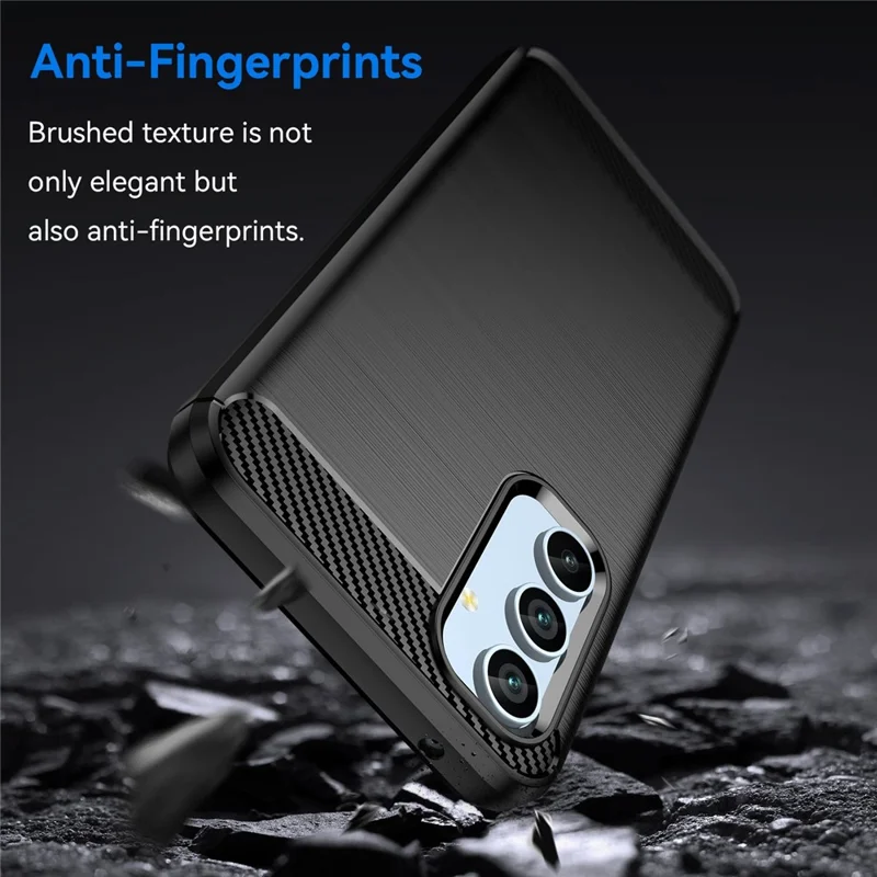 For Samsung Galaxy A54 5G Carbon Fiber Texture Bump Proof TPU Protective Phone Cover Brushed Mobile Phone Case - Black