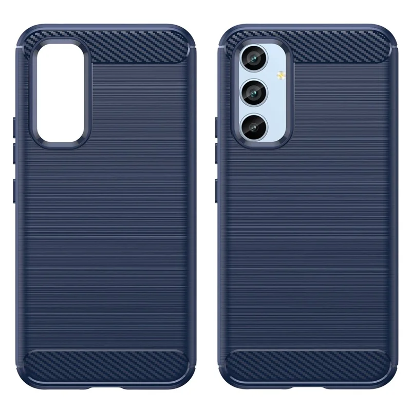For Samsung Galaxy A54 5G Carbon Fiber Texture Bump Proof TPU Protective Phone Cover Brushed Mobile Phone Case - Blue