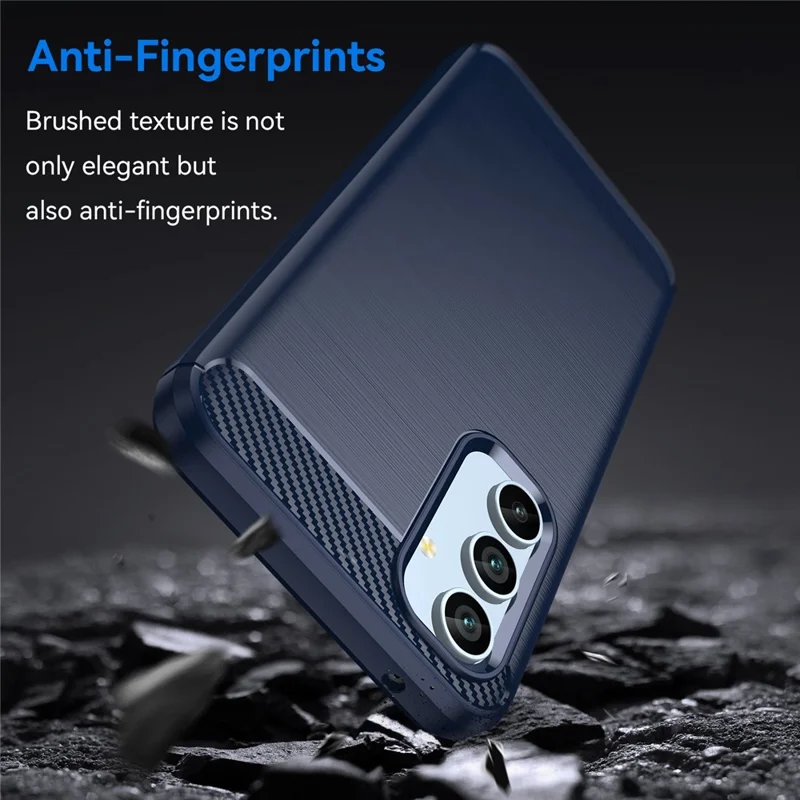 For Samsung Galaxy A54 5G Carbon Fiber Texture Bump Proof TPU Protective Phone Cover Brushed Mobile Phone Case - Blue