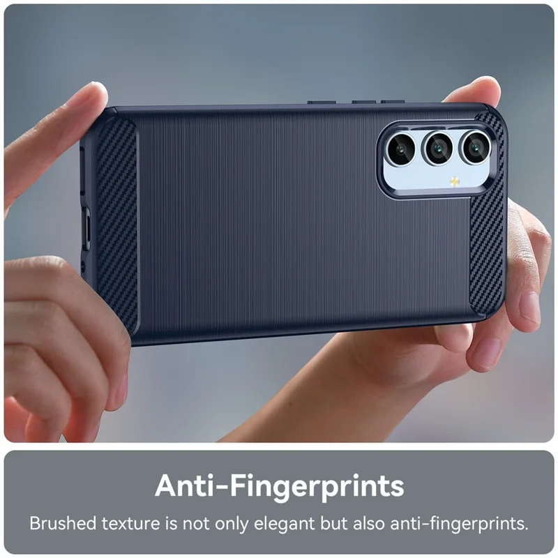 For Samsung Galaxy A54 5G Carbon Fiber Texture Bump Proof TPU Protective Phone Cover Brushed Mobile Phone Case - Blue