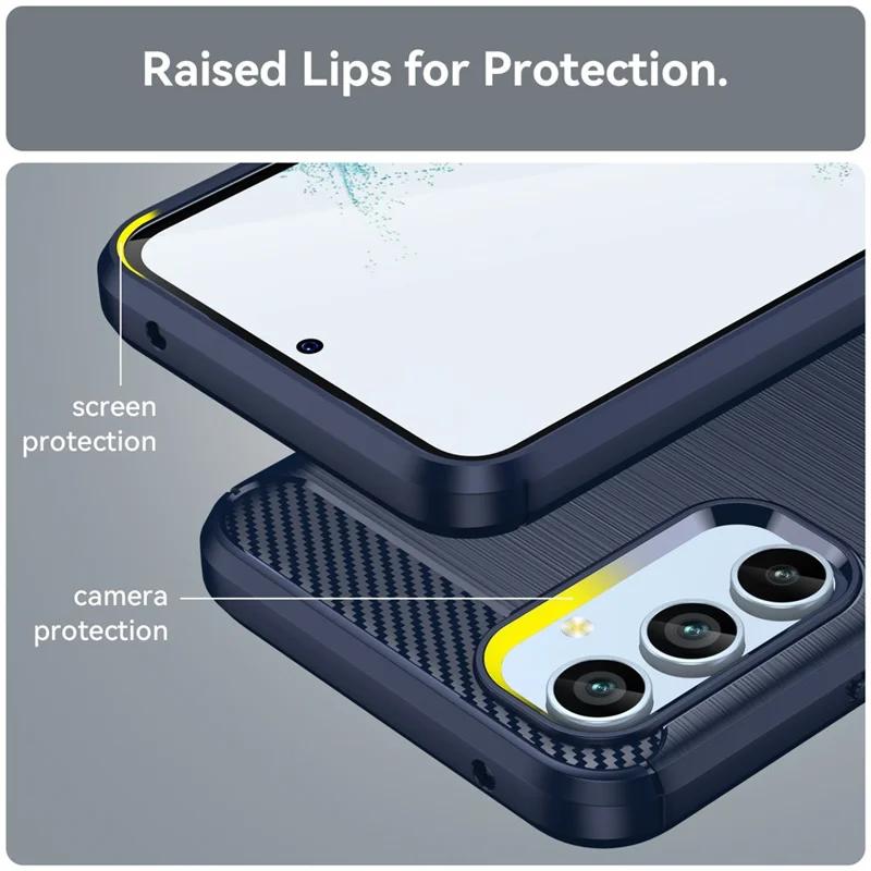 For Samsung Galaxy A54 5G Carbon Fiber Texture Bump Proof TPU Protective Phone Cover Brushed Mobile Phone Case - Blue