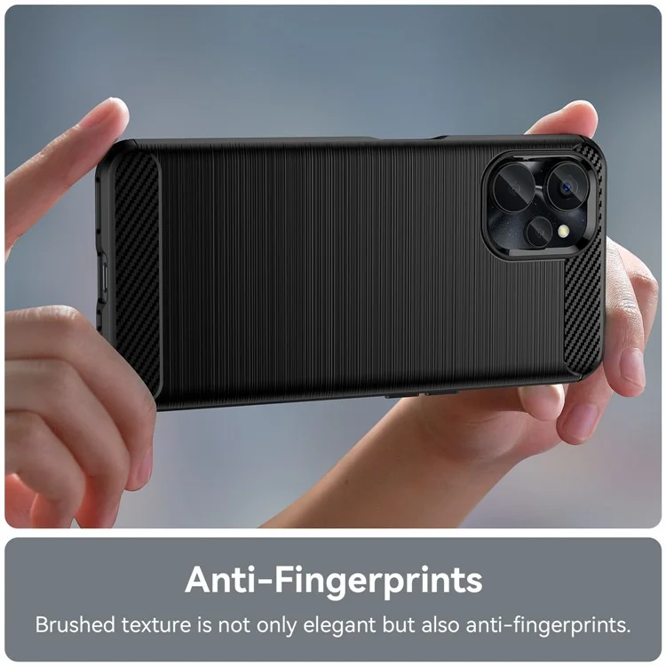 For Realme 9i 5G / 10 5G Fall Proof Carbon Fiber Texture TPU Protective Phone Cover Brushed Mobile Phone Case - Black