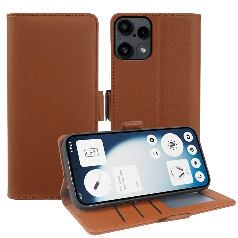 Funda tipo cartera de cuero para Nothing Phone (3a) Lite 5G con soporte, cubierta táctil de TPU + PU - Marrón