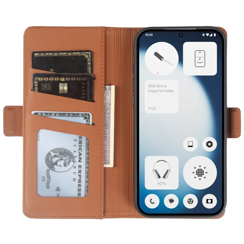 Funda tipo cartera de cuero para Nothing Phone (3a) Lite 5G con soporte, cubierta táctil de TPU + PU - Marrón