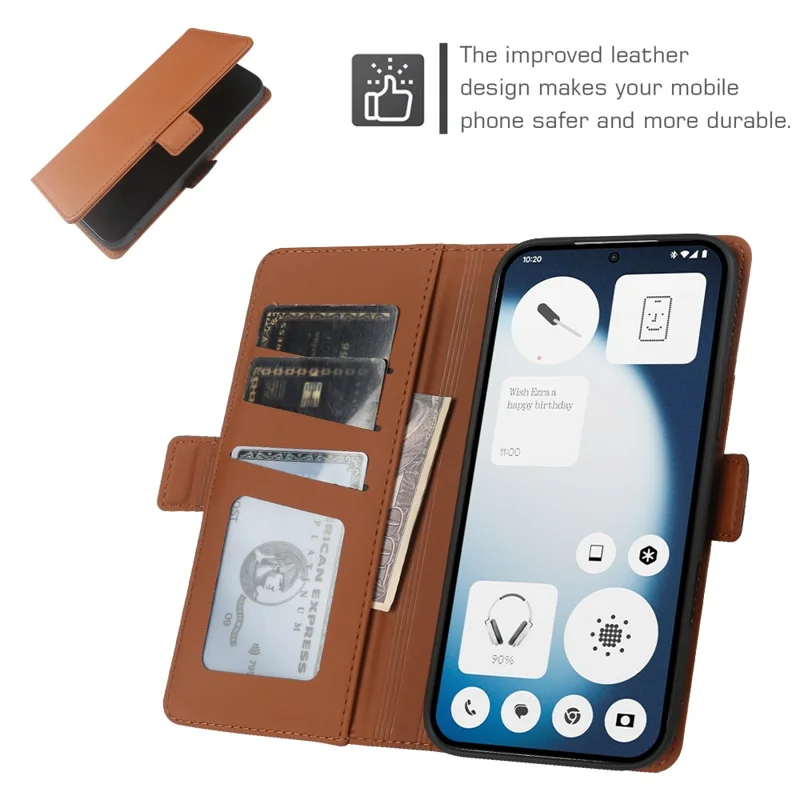 Funda tipo cartera de cuero para Nothing Phone (3a) Lite 5G con soporte, cubierta táctil de TPU + PU - Marrón