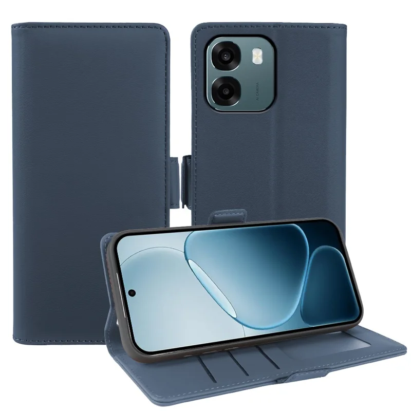 For Oppo A6 5G Leather Case Wallet Stand TPU + PU Skin-touch Cover - Blue