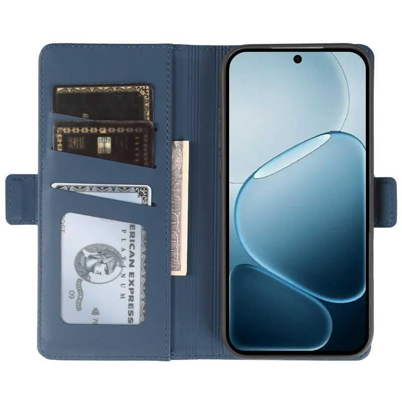 For Oppo A6 5G Leather Case Wallet Stand TPU + PU Skin-touch Cover - Blue