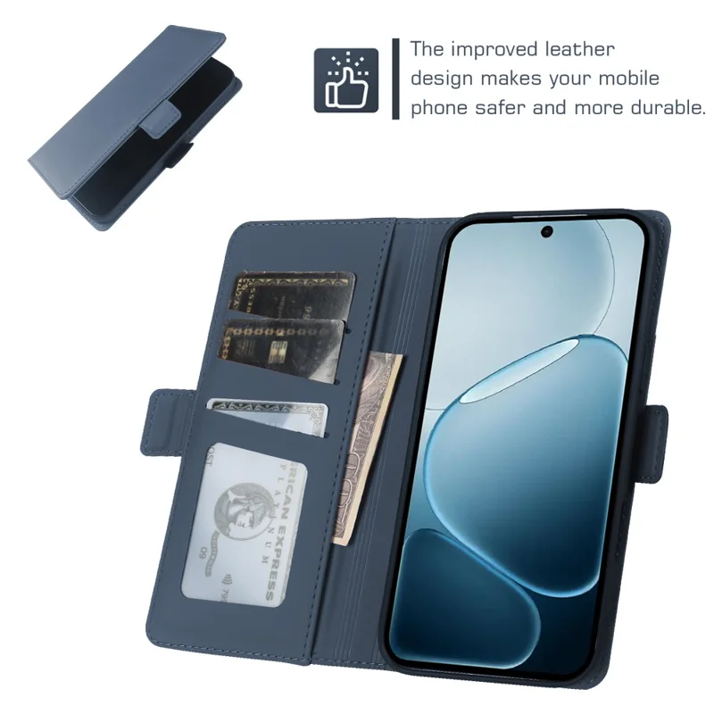 For Oppo A6 5G Leather Case Wallet Stand TPU + PU Skin-touch Cover - Blue