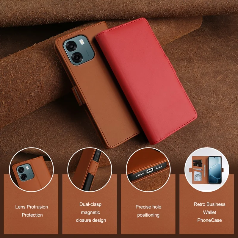 For Oppo A6 5G Leather Case Wallet Stand TPU + PU Skin-touch Cover - Blue