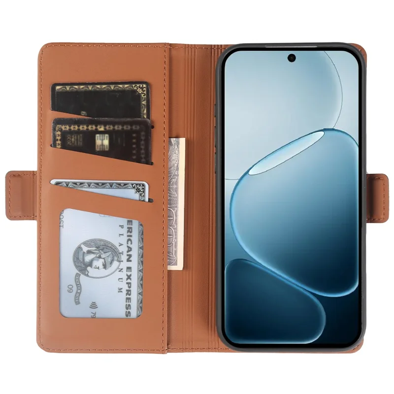 For Oppo A6x 4G Leather Case Wallet Stand TPU + PU Skin-touch Cover - Brown