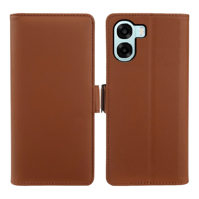 For Oppo A6x 4G Leather Case Wallet Stand TPU + PU Skin-touch Cover - Brown