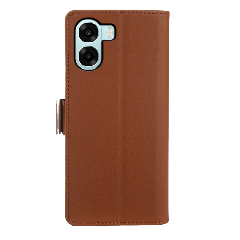 For Oppo A6x 4G Leather Case Wallet Stand TPU + PU Skin-touch Cover - Brown