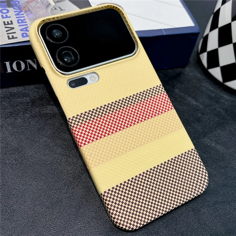 For Xiaomi 17 Pro Max Magnetic Case Striped Textile Pattern Skin-touch PC Cover - Yellow Stripe