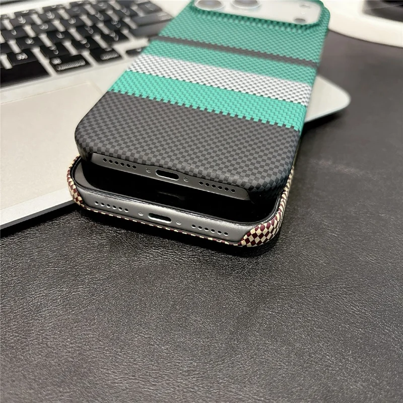 For iPhone 17 Pro Magnetic Case Striped Textile Pattern Skin-touch PC Cover - Yellow Stripe