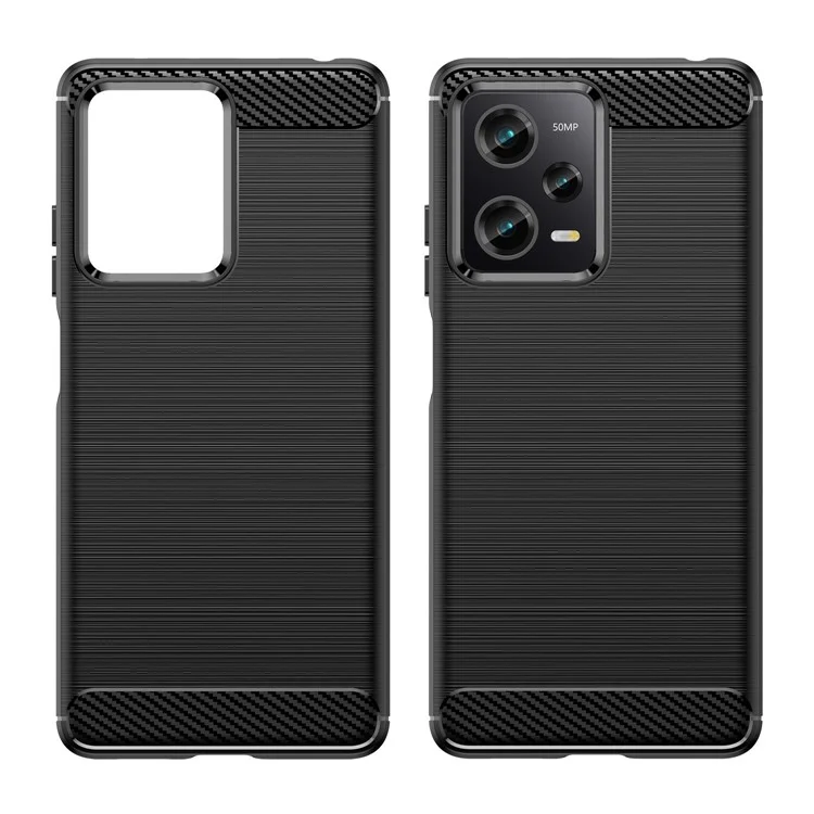 Pour Xiaomi Redmi Note 12 Pro 5G / Note 12 Pro Speed 5G / Poco X5 Pro 5G Collision Proof Carbon Fiber Texture TPU Protective Phone Cover Brushed Mobile Phone Case - Noir