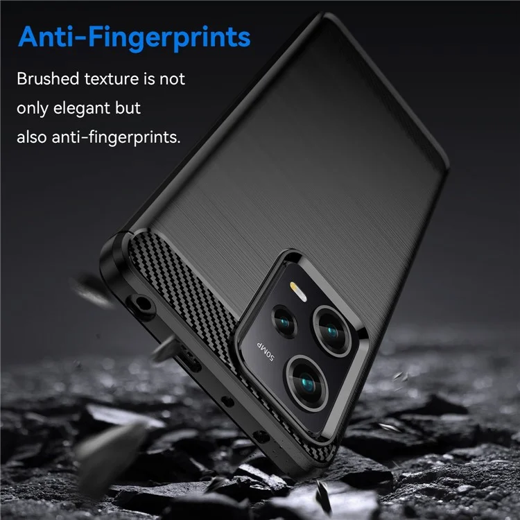Pour Xiaomi Redmi Note 12 Pro 5G / Note 12 Pro Speed 5G / Poco X5 Pro 5G Collision Proof Carbon Fiber Texture TPU Protective Phone Cover Brushed Mobile Phone Case - Noir