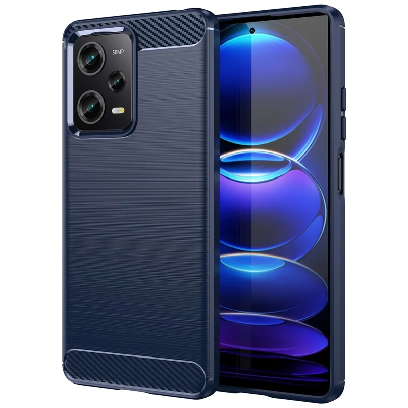 For Xiaomi Redmi Note 12 Pro 5G / Note 12 Pro Speed 5G / Poco X5 Pro 5G Collision Proof Carbon Fiber Texture TPU Protective Phone Cover Brushed Mobile Phone Case - Blue