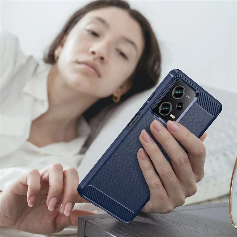 For Xiaomi Redmi Note 12 Pro 5G / Note 12 Pro Speed 5G / Poco X5 Pro 5G Collision Proof Carbon Fiber Texture TPU Protective Phone Cover Brushed Mobile Phone Case - Blue