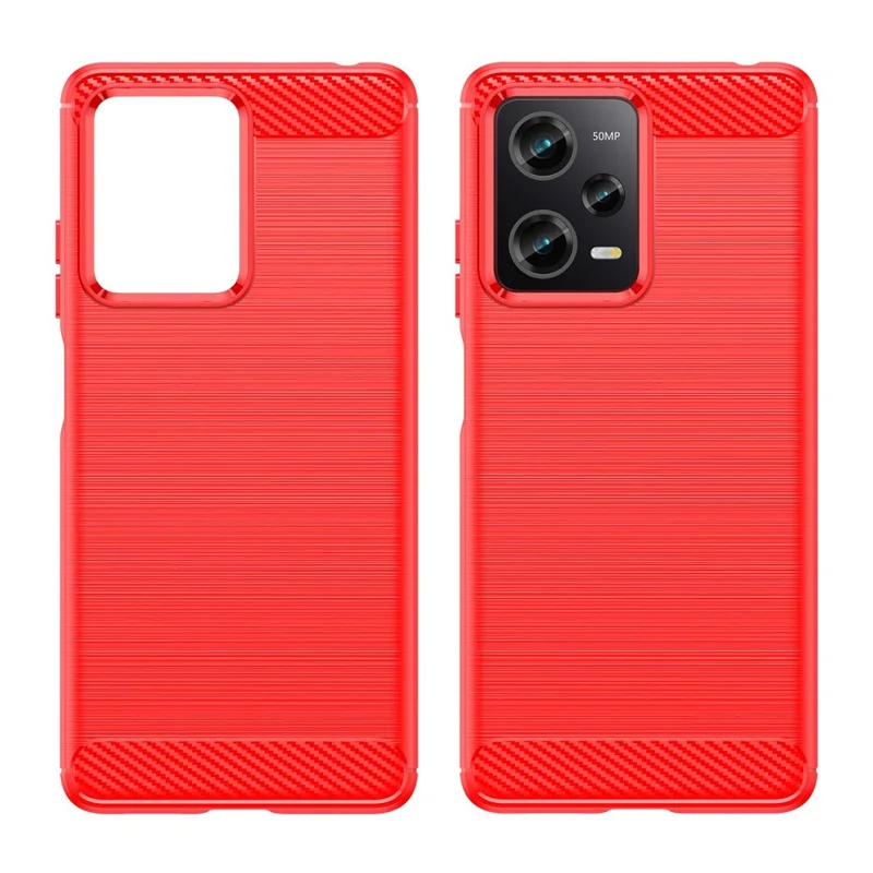 For Xiaomi Redmi Note 12 Pro 5G / Note 12 Pro Speed 5G / Poco X5 Pro 5G Collision Proof Carbon Fiber Texture TPU Protective Phone Cover Brushed Mobile Phone Case - Red