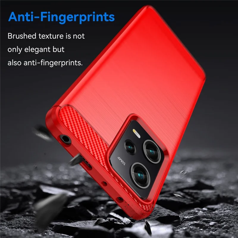 For Xiaomi Redmi Note 12 Pro 5G / Note 12 Pro Speed 5G / Poco X5 Pro 5G Collision Proof Carbon Fiber Texture TPU Protective Phone Cover Brushed Mobile Phone Case - Red